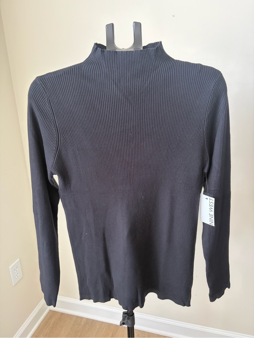 NWT Nine West Black Ribbed Mock Neck Sweater XXL